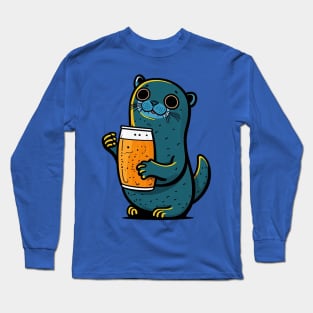 Cute Cartoonish Seam With Beer Mug Long Sleeve T-Shirt